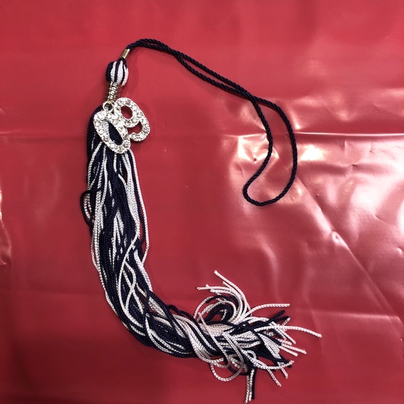 Blue and white tassel with rhinestone studded 09 - Picture 2 of 4